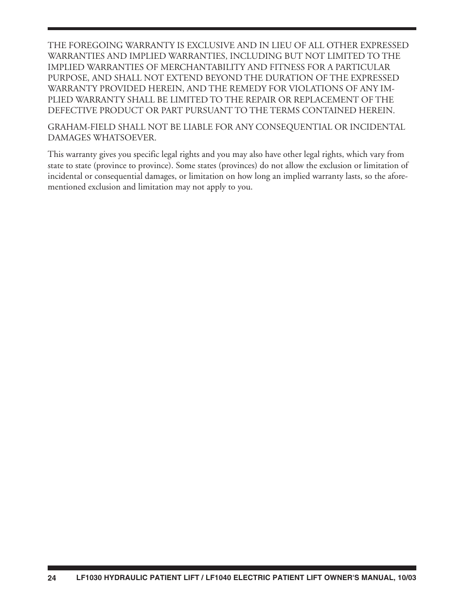 Graham Field LUMEX LF1040 User Manual | Page 24 / 28