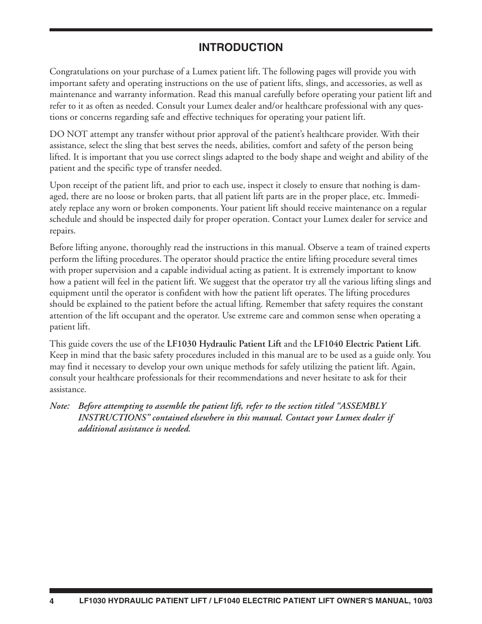 Graham Field LUMEX LF1040 User Manual | Page 4 / 28