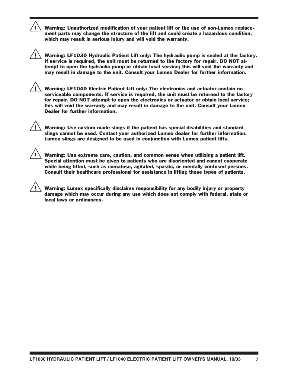 Graham Field LUMEX LF1040 User Manual | Page 7 / 28