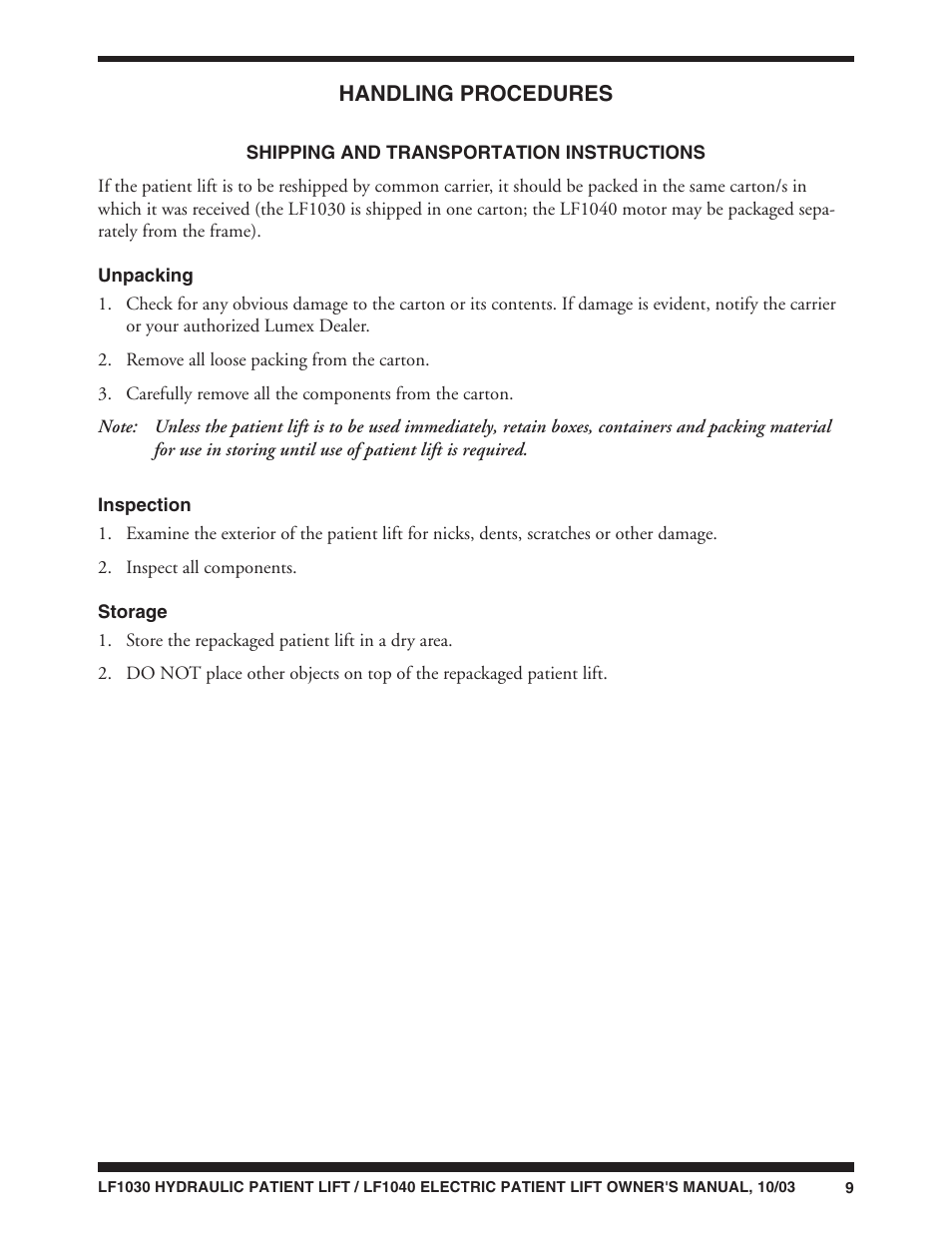 Graham Field LUMEX LF1040 User Manual | Page 9 / 28
