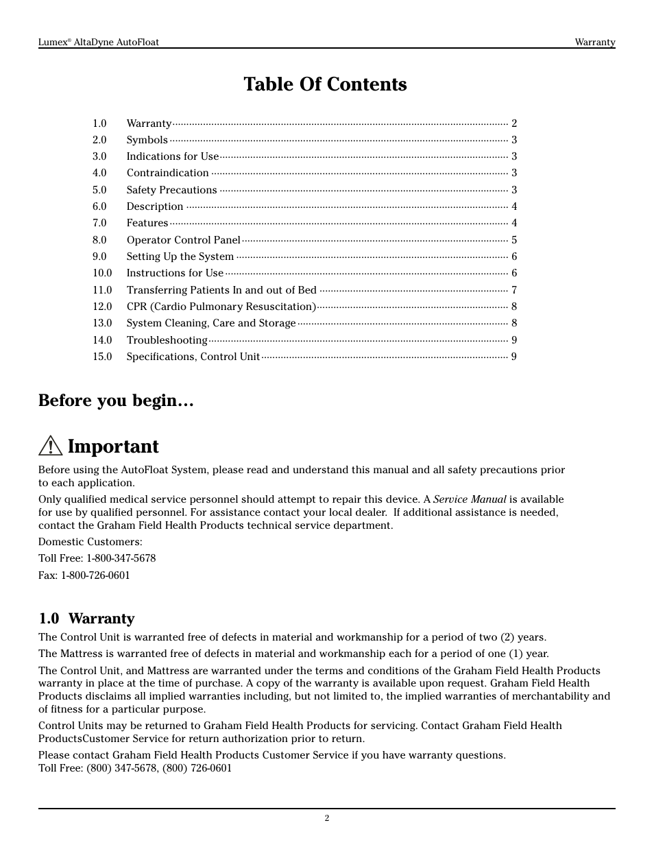 Graham Field ALTADYNE 753004 User Manual | Page 2 / 9