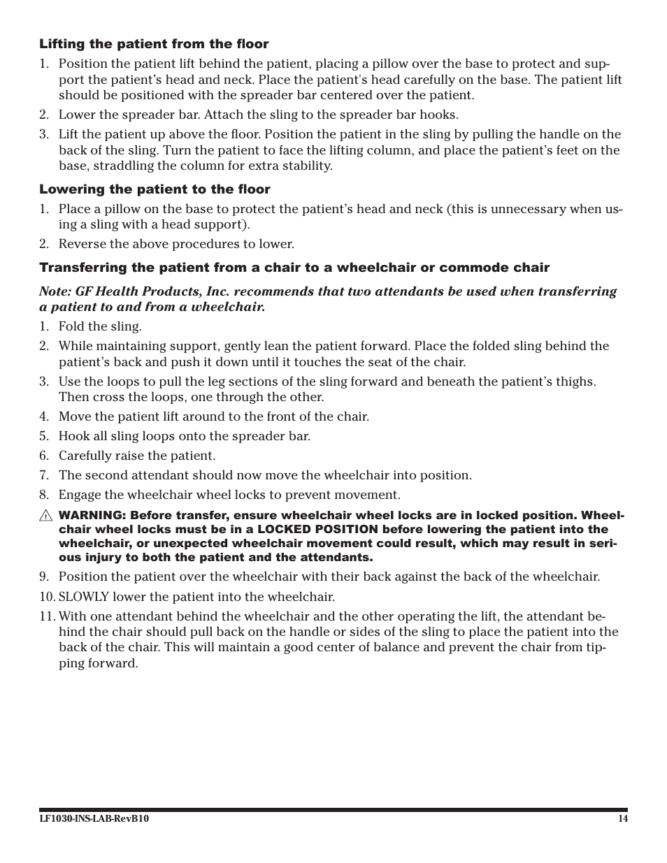 Graham Field LF1030 User Manual | Page 14 / 24