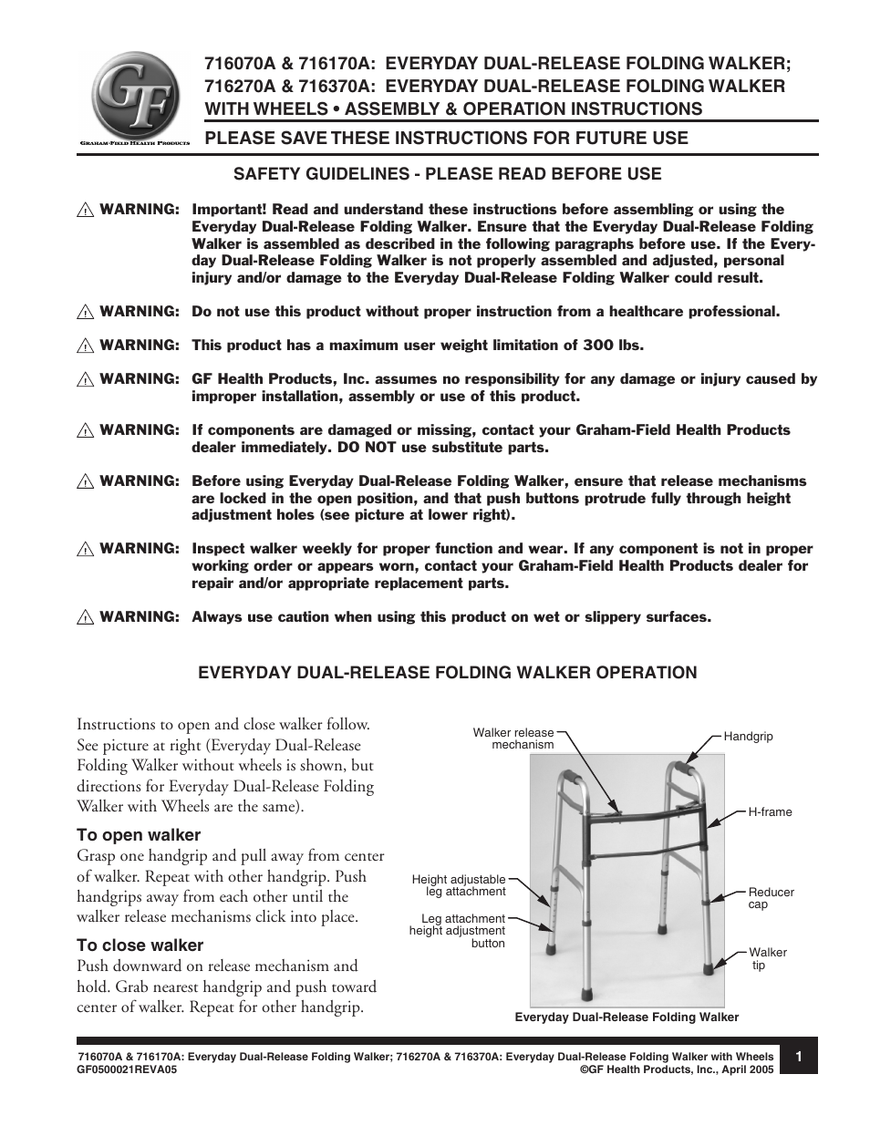 Graham Field EVERYDAY DUAL-RELEASE 716170A User Manual | 4 pages