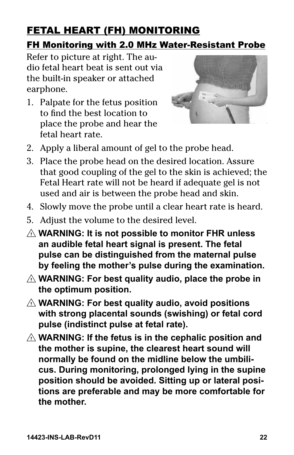 Fetal heart (fh) monitoring | Graham Field GRAFCO 14423-8 User Manual | Page 22 / 44