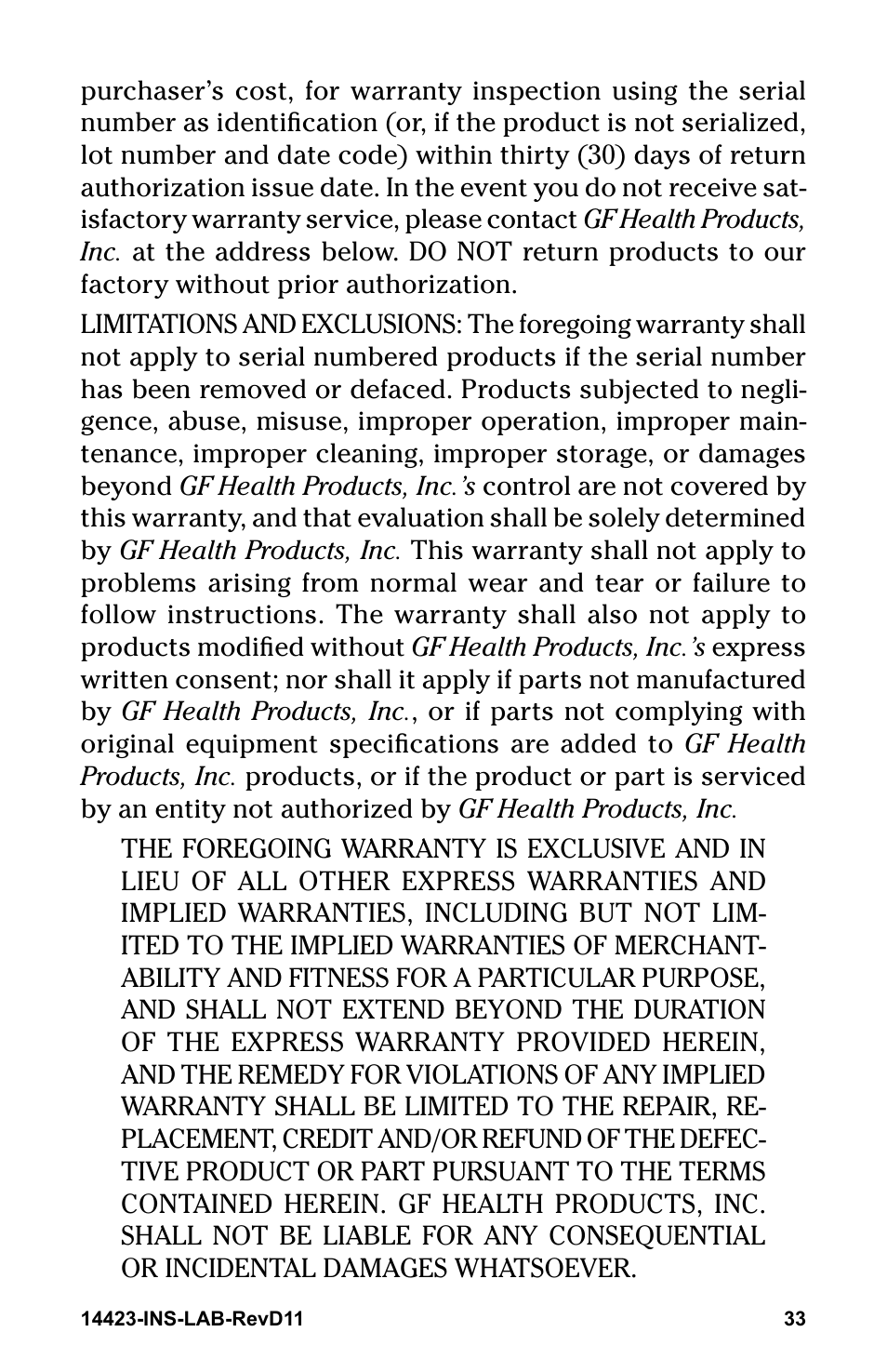 Graham Field GRAFCO 14423-8 User Manual | Page 33 / 44