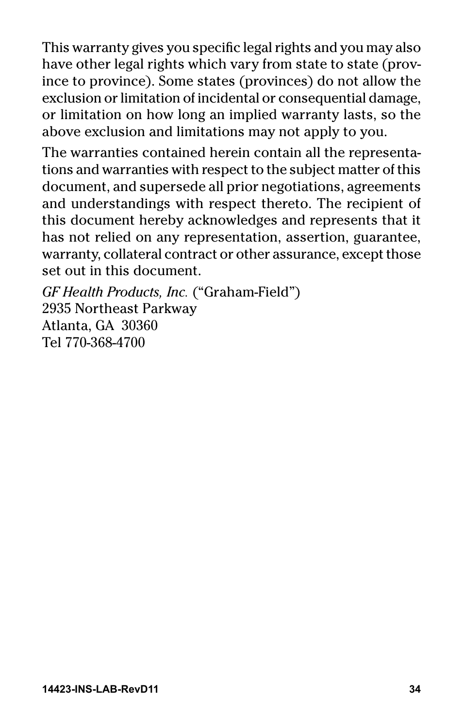 Graham Field GRAFCO 14423-8 User Manual | Page 34 / 44