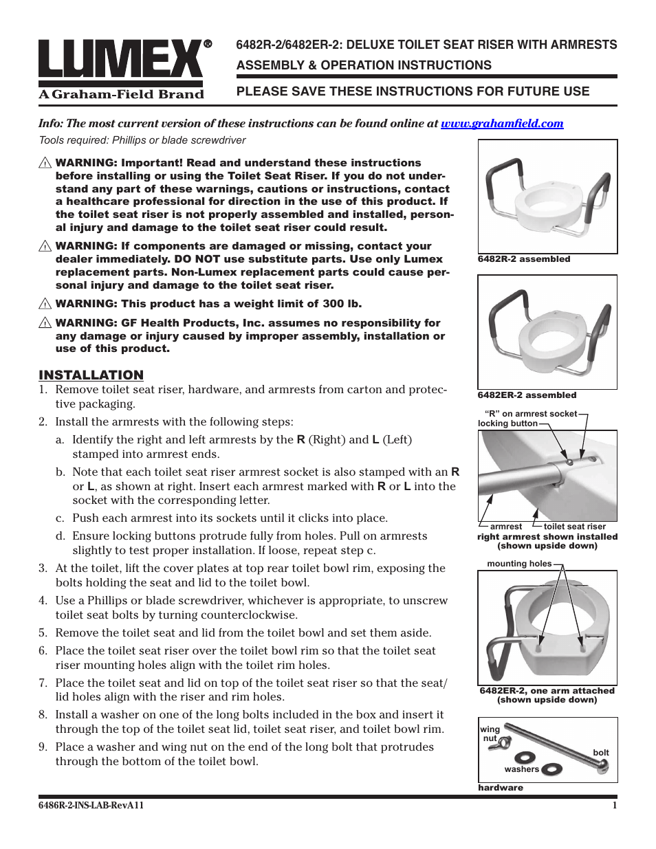 Graham Field LUMEX 6482ER-2 User Manual | 2 pages