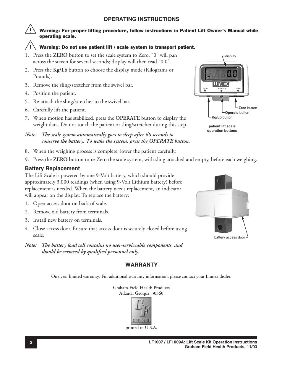 Graham Field LF1007 User Manual | Page 2 / 2