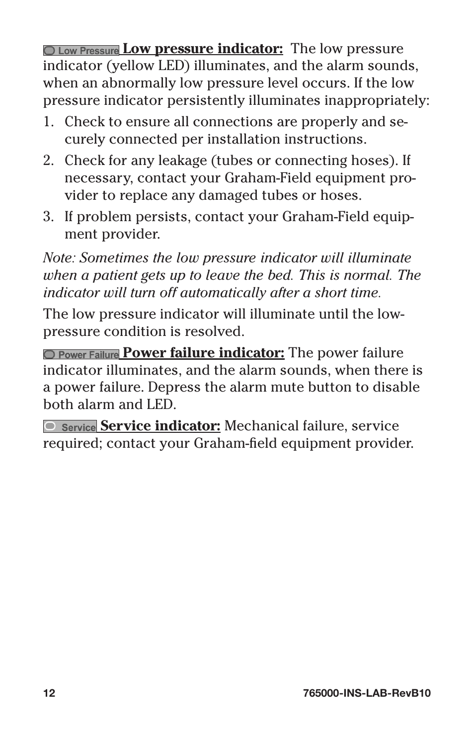 Graham Field ALTADYNE 765000 User Manual | Page 12 / 24