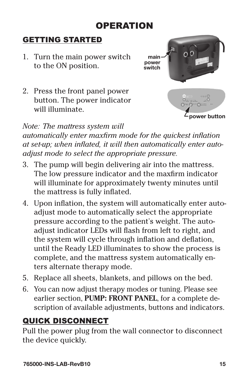 Operation | Graham Field ALTADYNE 765000 User Manual | Page 15 / 24