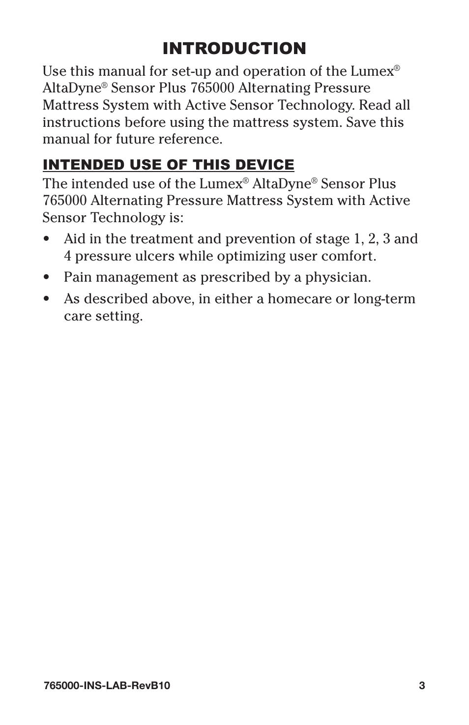 Introduction | Graham Field ALTADYNE 765000 User Manual | Page 3 / 24