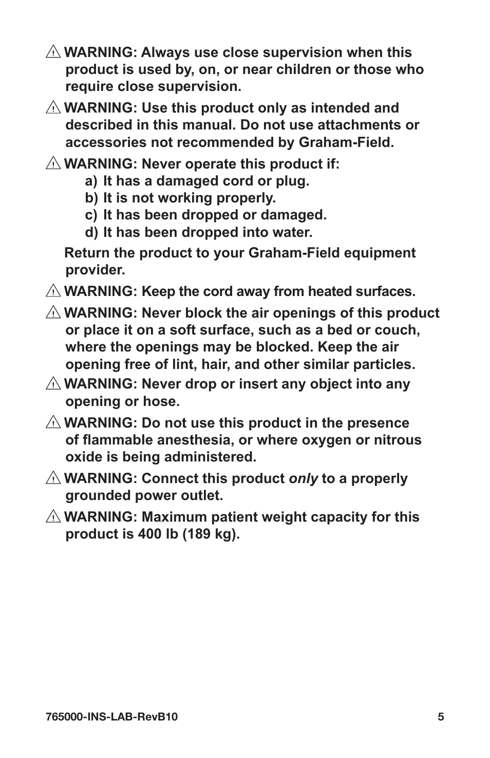 Graham Field ALTADYNE 765000 User Manual | Page 5 / 24