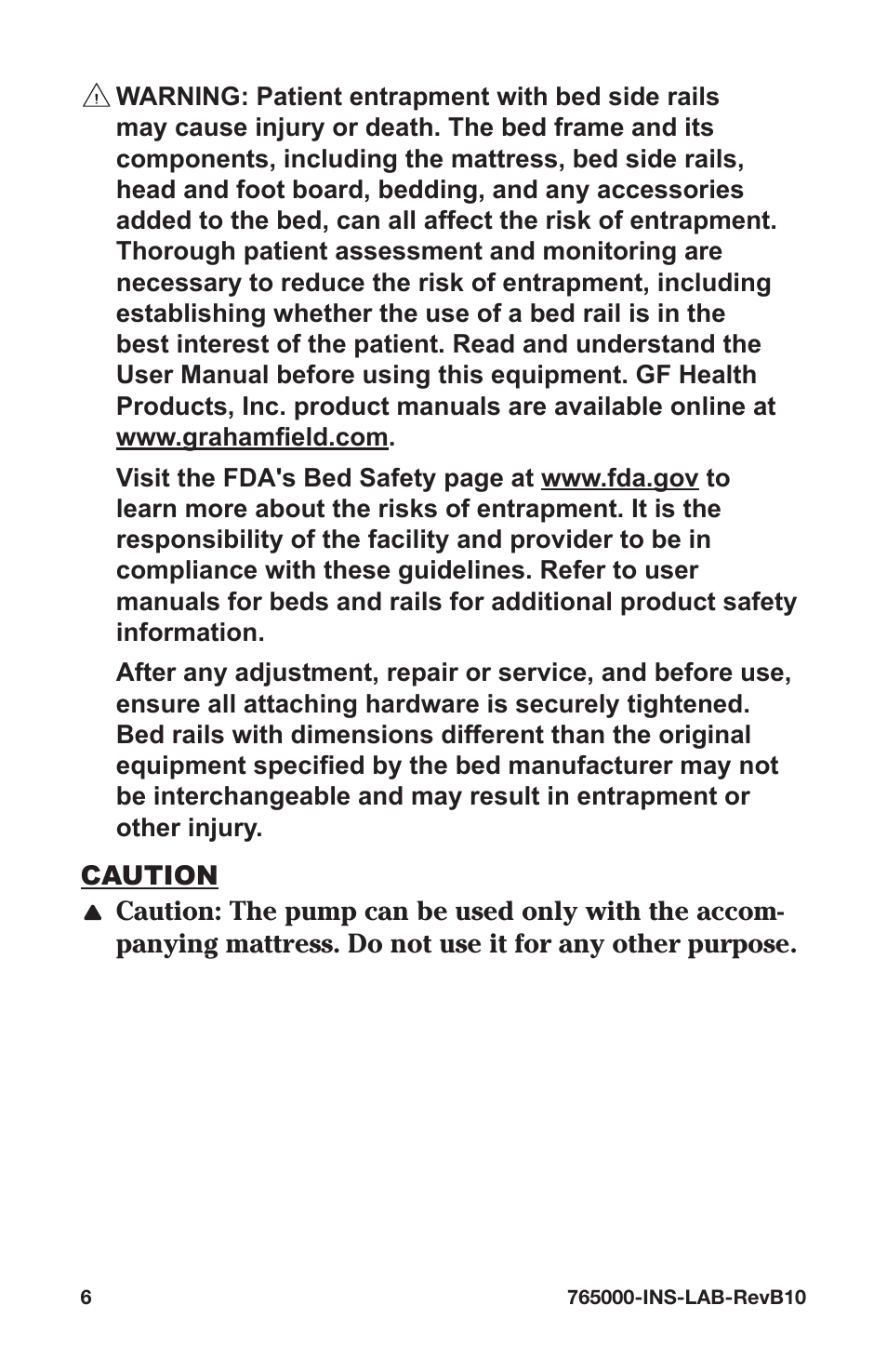 Graham Field ALTADYNE 765000 User Manual | Page 6 / 24