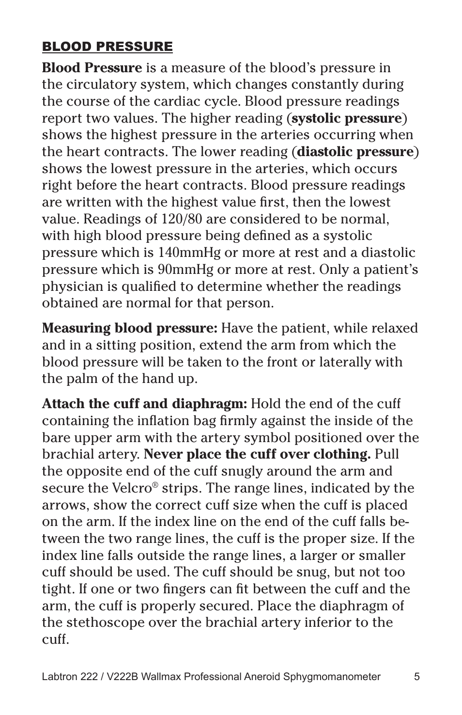 Blood pressure | Graham Field WALLMAX 222 User Manual | Page 5 / 8