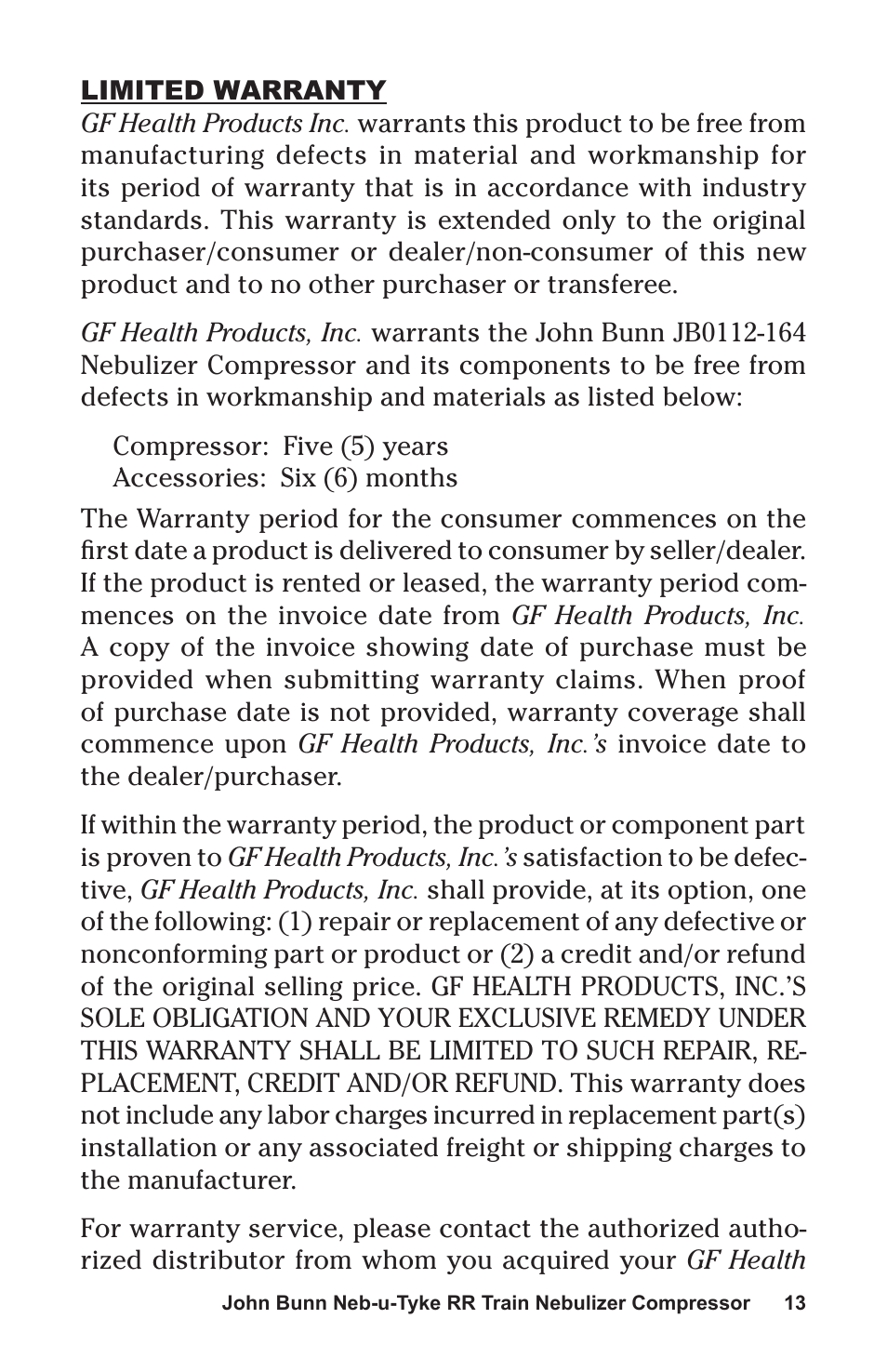 Graham Field NEB-U-TYKE JB0112-164 User Manual | Page 13 / 32