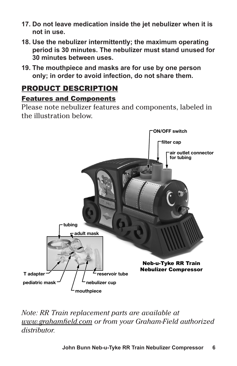 Product description, Features and components | Graham Field NEB-U-TYKE JB0112-164 User Manual | Page 6 / 32