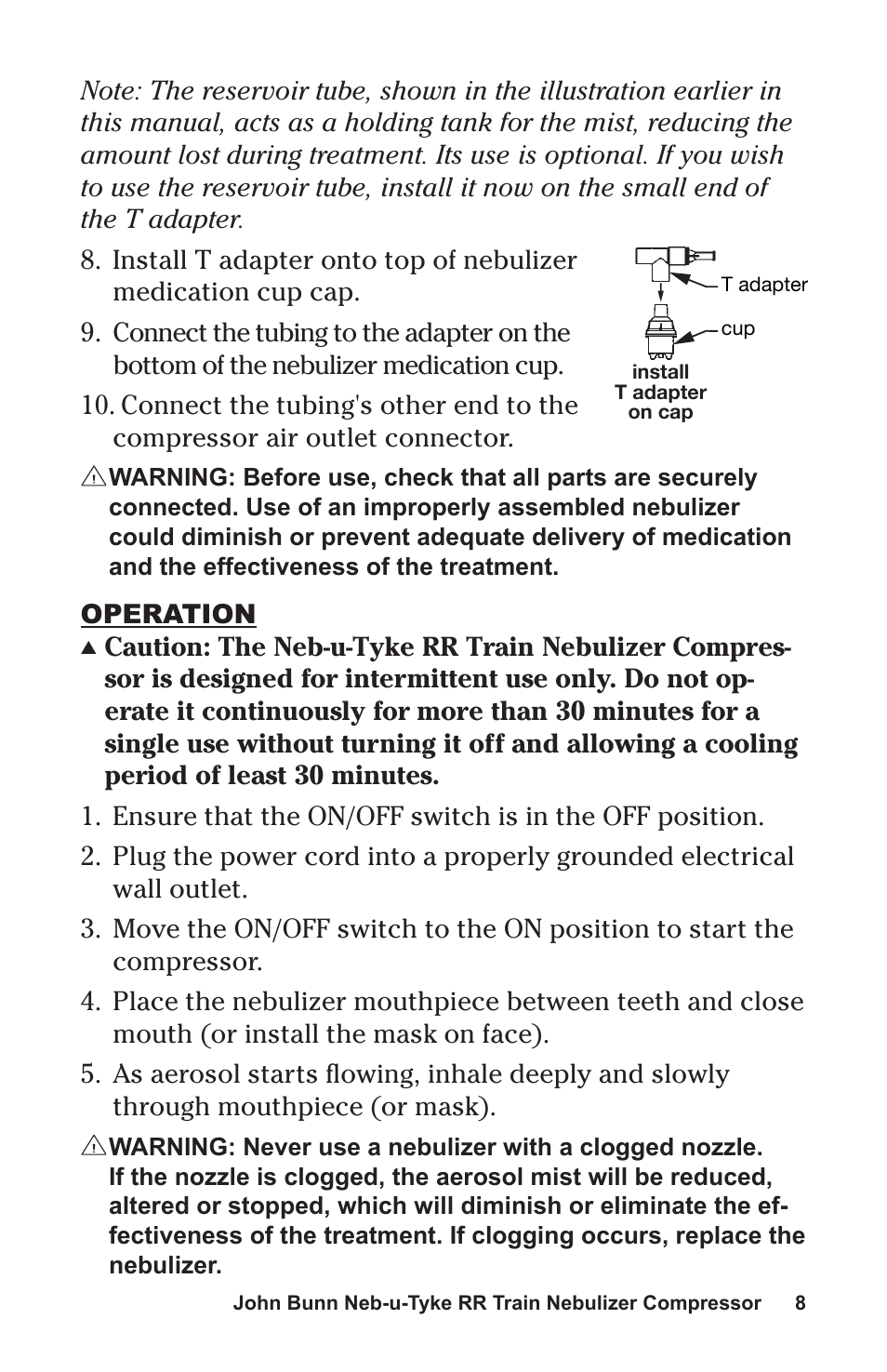 Operation | Graham Field NEB-U-TYKE JB0112-164 User Manual | Page 8 / 32