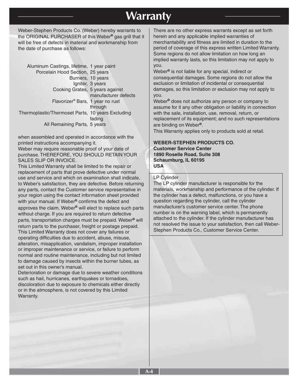 Warranty | Genesis Advanced Technologies Genesis Silver A LP 55274 User Manual | Page 4 / 28