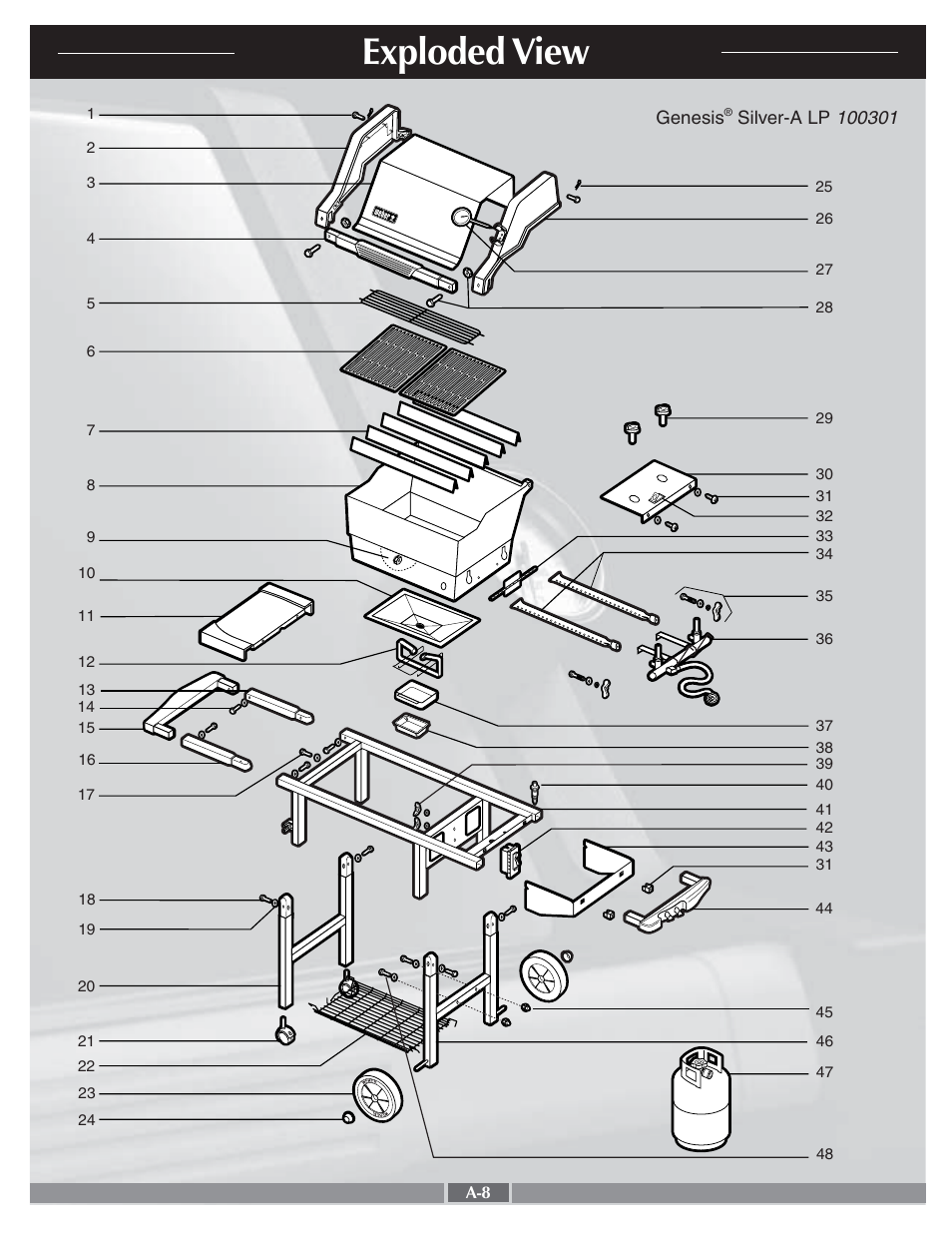 Exploded view | Genesis Advanced Technologies Genesis Silver A LP 55274 User Manual | Page 8 / 28