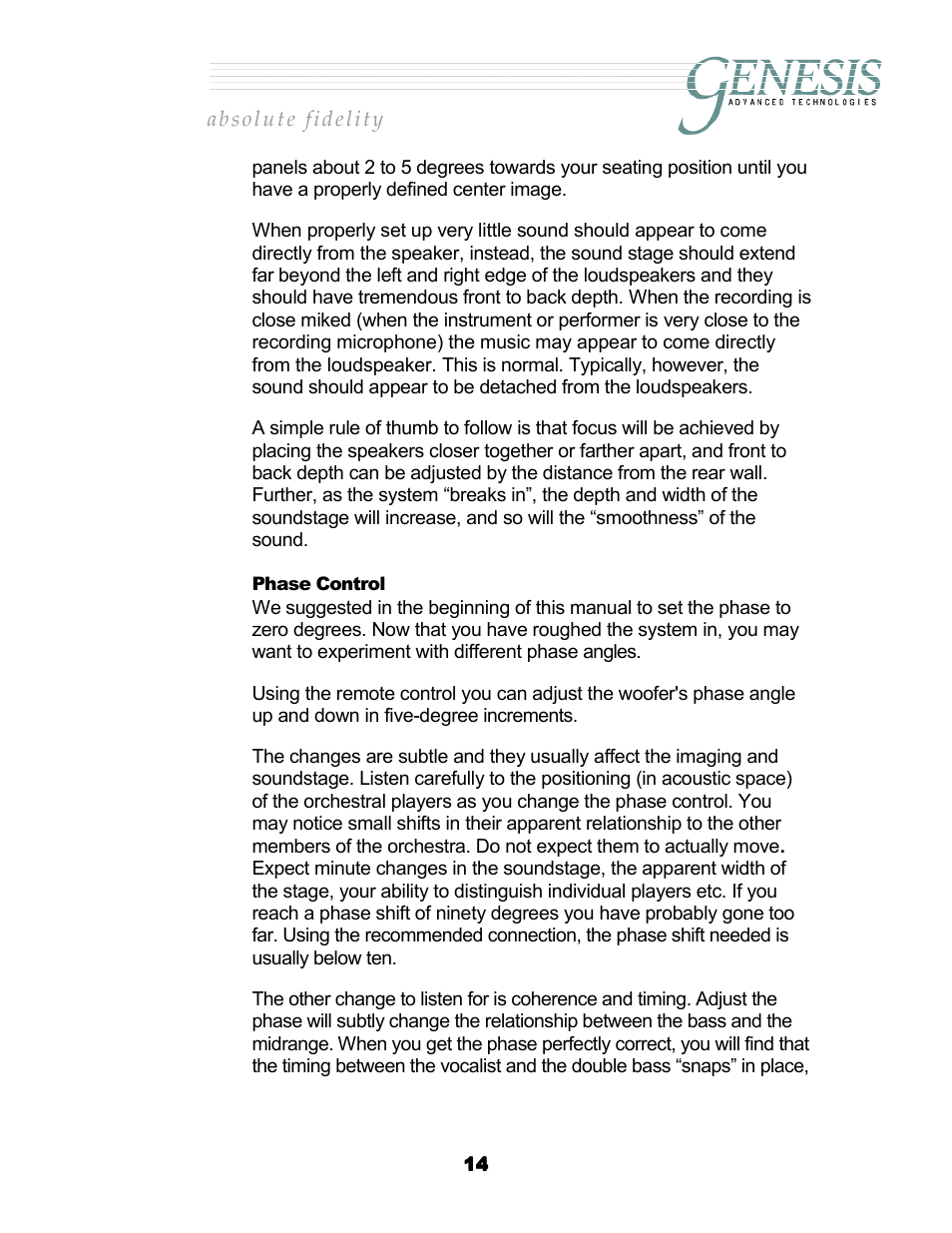 Phase control, Hase, Ontrol | Genesis Advanced Technologies G2.2 User Manual | Page 17 / 30