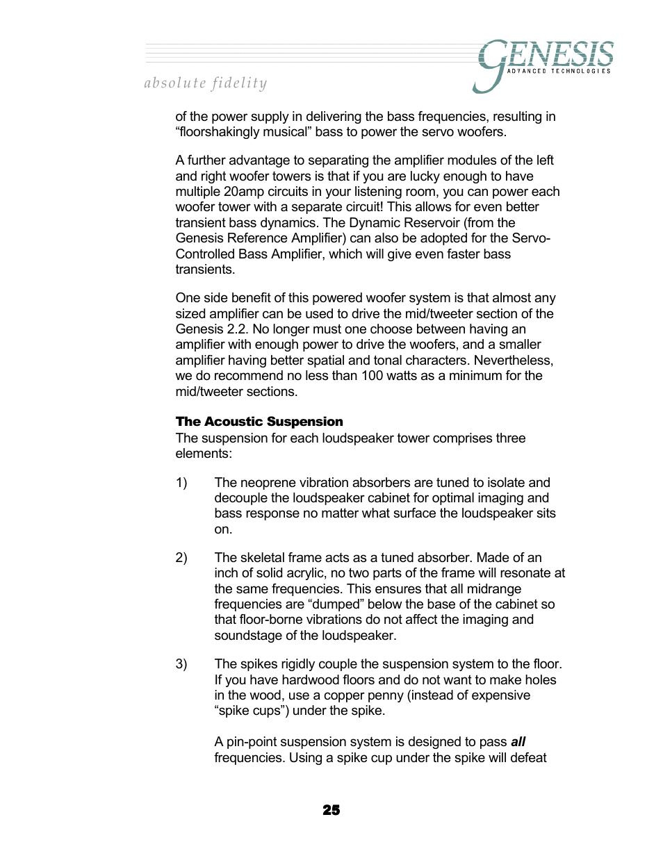 The acoustic suspension, Coustic, Uspension | Genesis Advanced Technologies G2.2 User Manual | Page 28 / 30