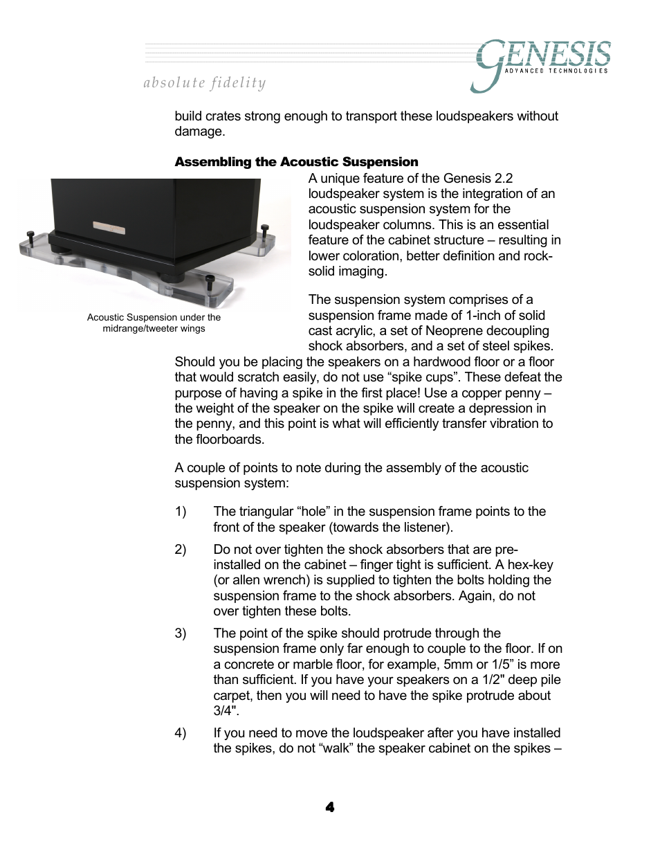 Assembling the acoustic suspension, Ssembling the, Coustic | Uspension | Genesis Advanced Technologies G2.2 User Manual | Page 7 / 30