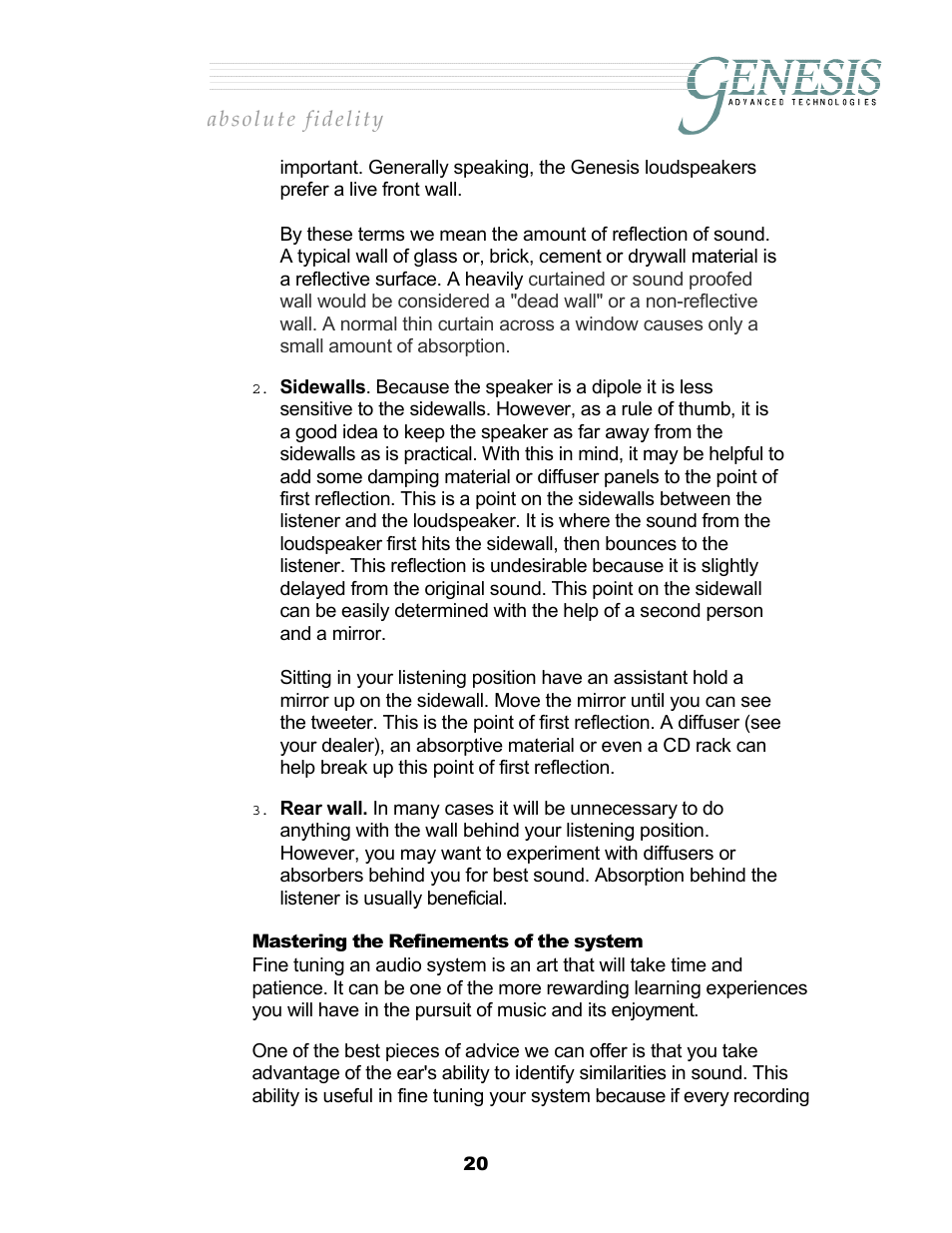Mastering the refinements of the system, Astering the, Efinements of the system | Genesis Advanced Technologies 2.2 User Manual | Page 24 / 33