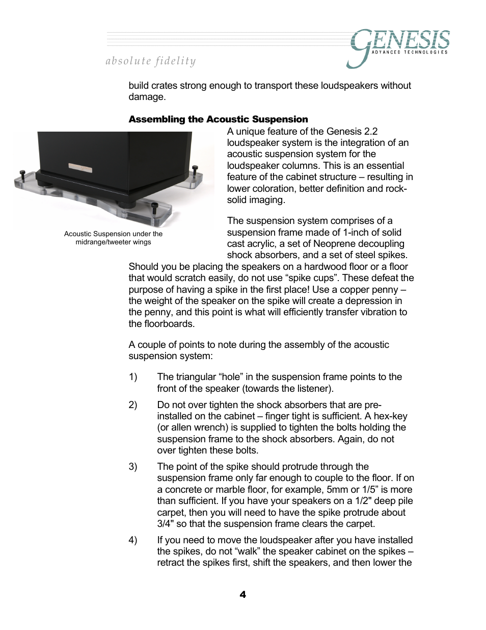 Assembling the acoustic suspension, Ssembling the, Coustic | Uspension | Genesis Advanced Technologies 2.2 User Manual | Page 8 / 33