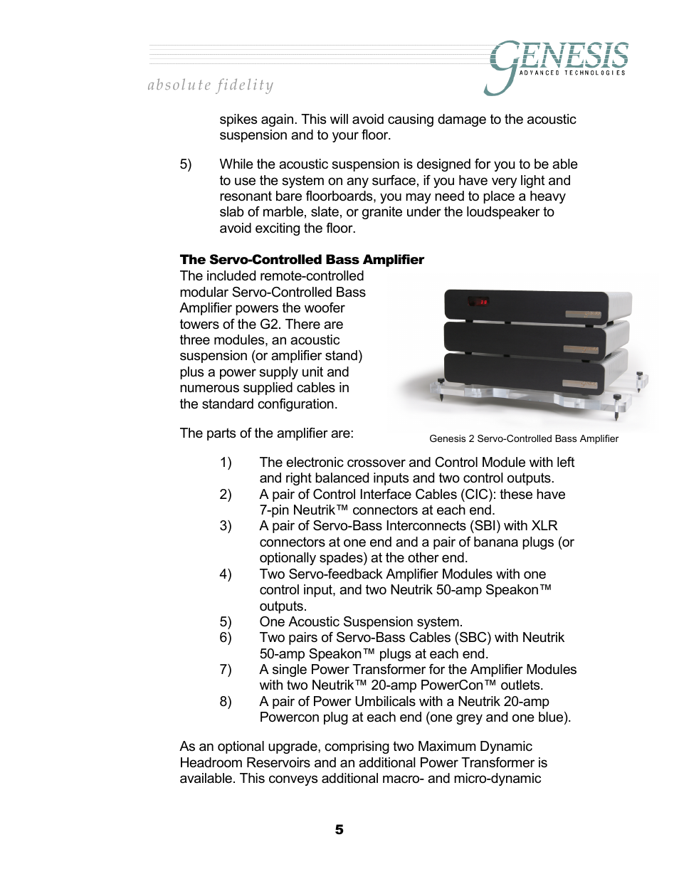The servo-controlled bass amplifier, Ervo, Ontrolled | Mplifier | Genesis Advanced Technologies 2.2 User Manual | Page 9 / 33