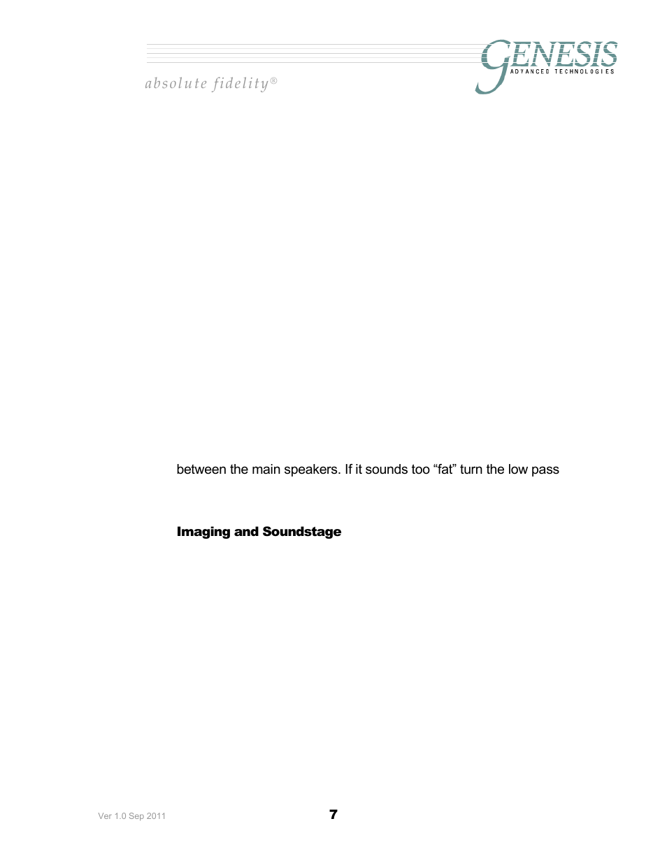 Maging and, Oundstage | Genesis Advanced Technologies 2JR User Manual | Page 11 / 25