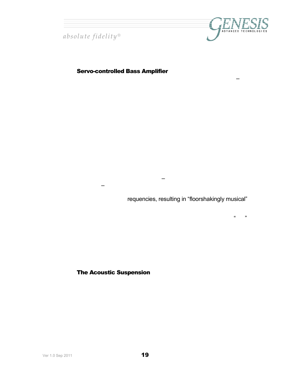 Ervo, Controlled, Mplifier | Coustic, Uspension | Genesis Advanced Technologies 2JR User Manual | Page 23 / 25