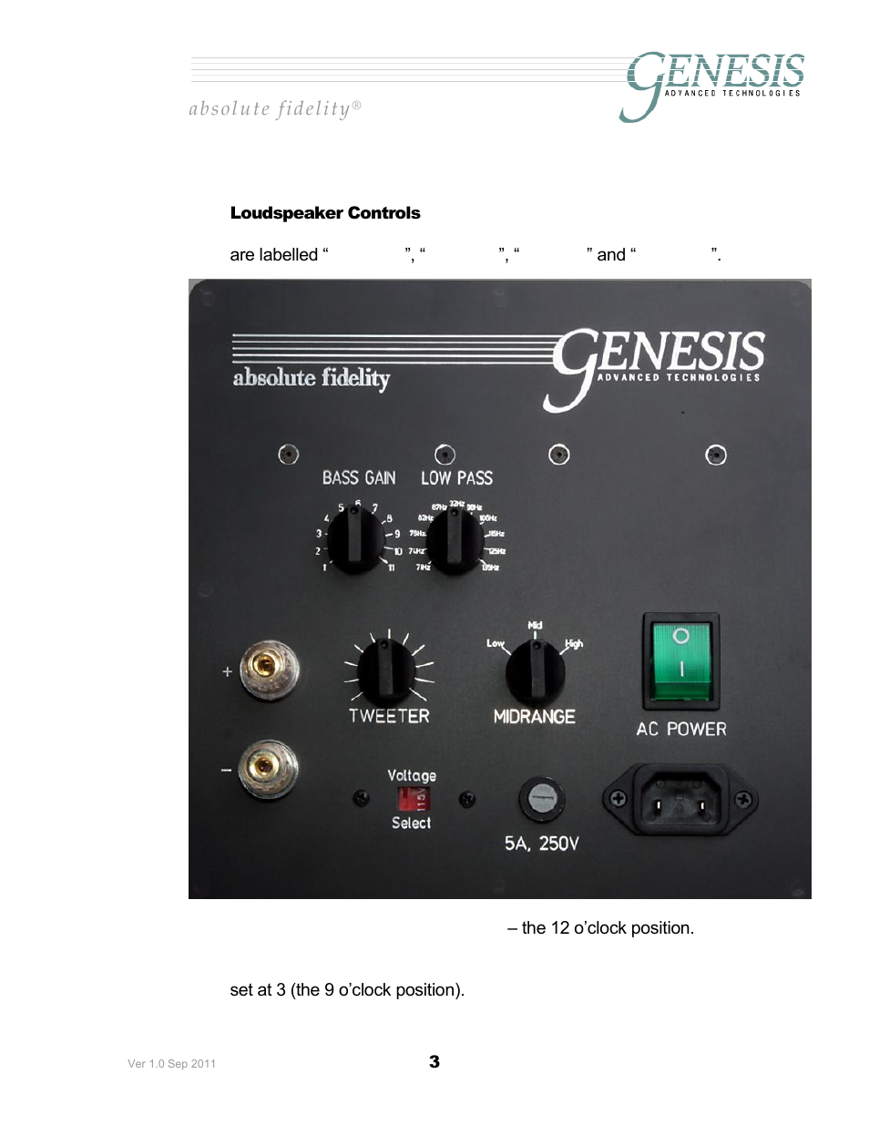 Oudspeaker, Ontrols | Genesis Advanced Technologies 2JR User Manual | Page 7 / 25