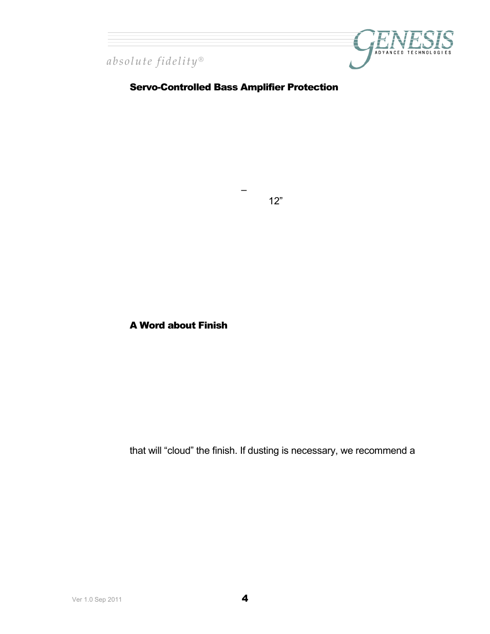 Ervo, Ontrolled, Mplifier | Rotection, Ord about, Inish | Genesis Advanced Technologies 2JR User Manual | Page 8 / 25