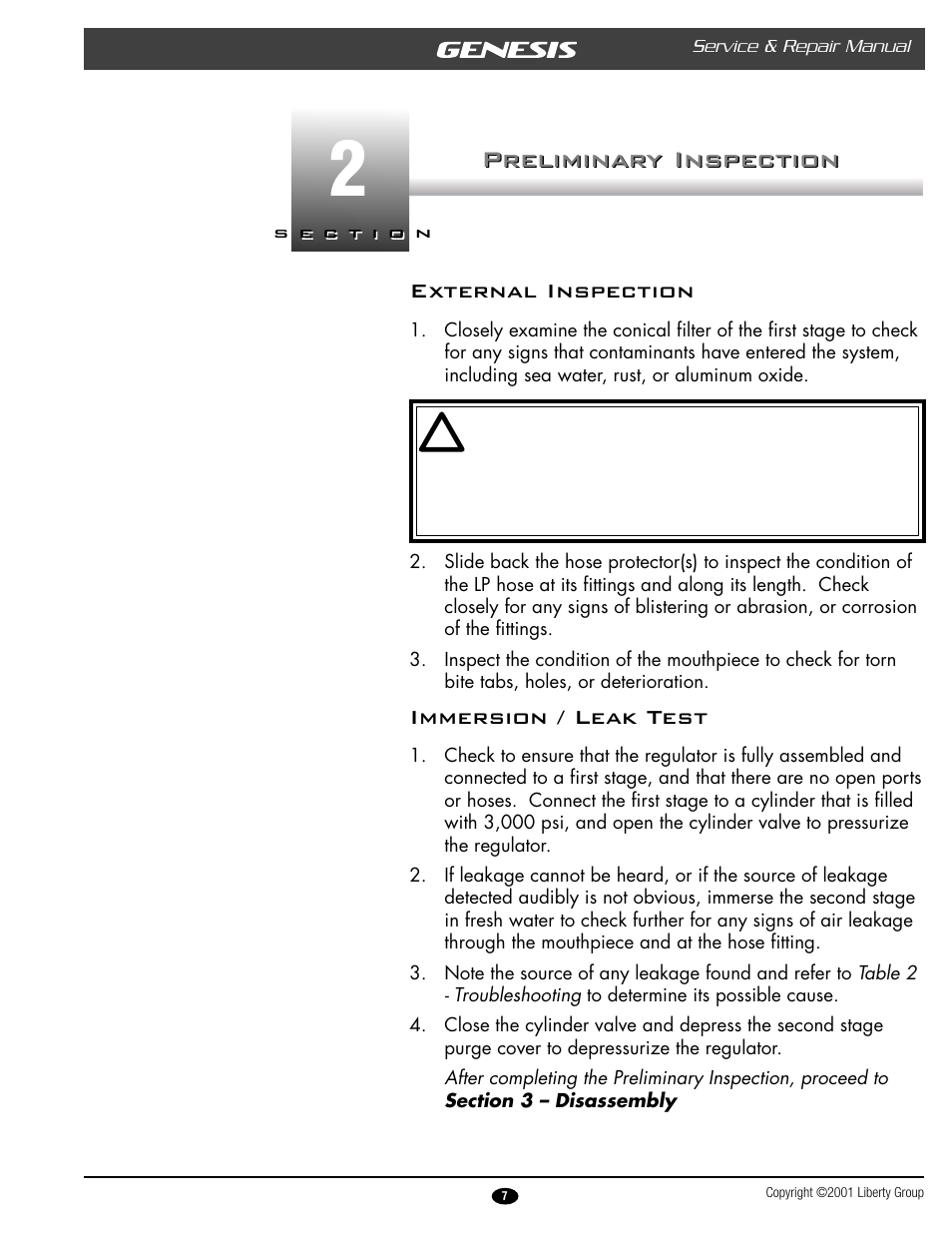 Preliminary inspection | Genesis Advanced Technologies ATLAS & YUKON GRXXX & User Manual | Page 7 / 35