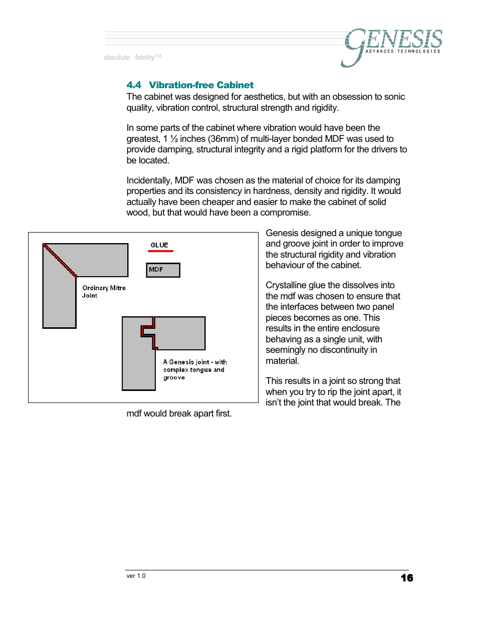 Absolute fidelity | Genesis Advanced Technologies G7.1c User Manual | Page 16 / 17