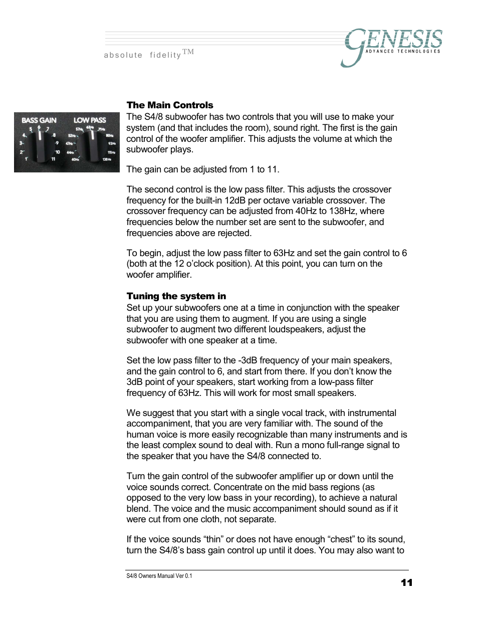 Genesis Advanced Technologies SERVOSUB S4/8 User Manual | Page 11 / 18