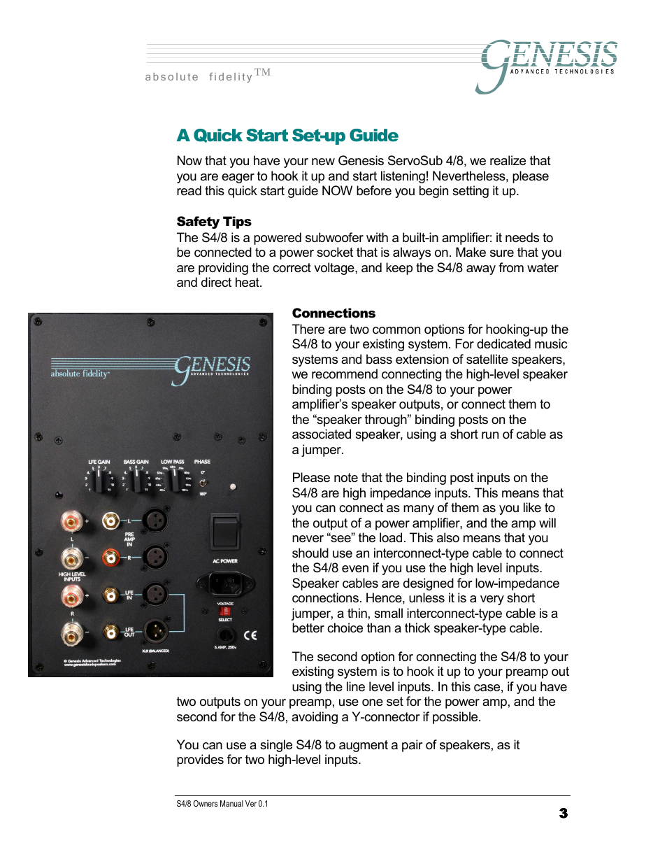 Genesis Advanced Technologies SERVOSUB S4/8 User Manual | Page 3 / 18