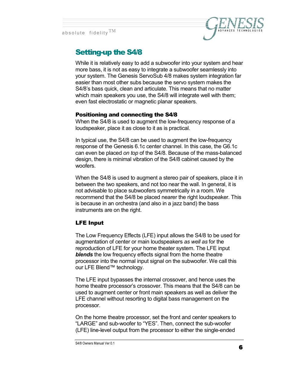 Genesis Advanced Technologies SERVOSUB S4/8 User Manual | Page 6 / 18