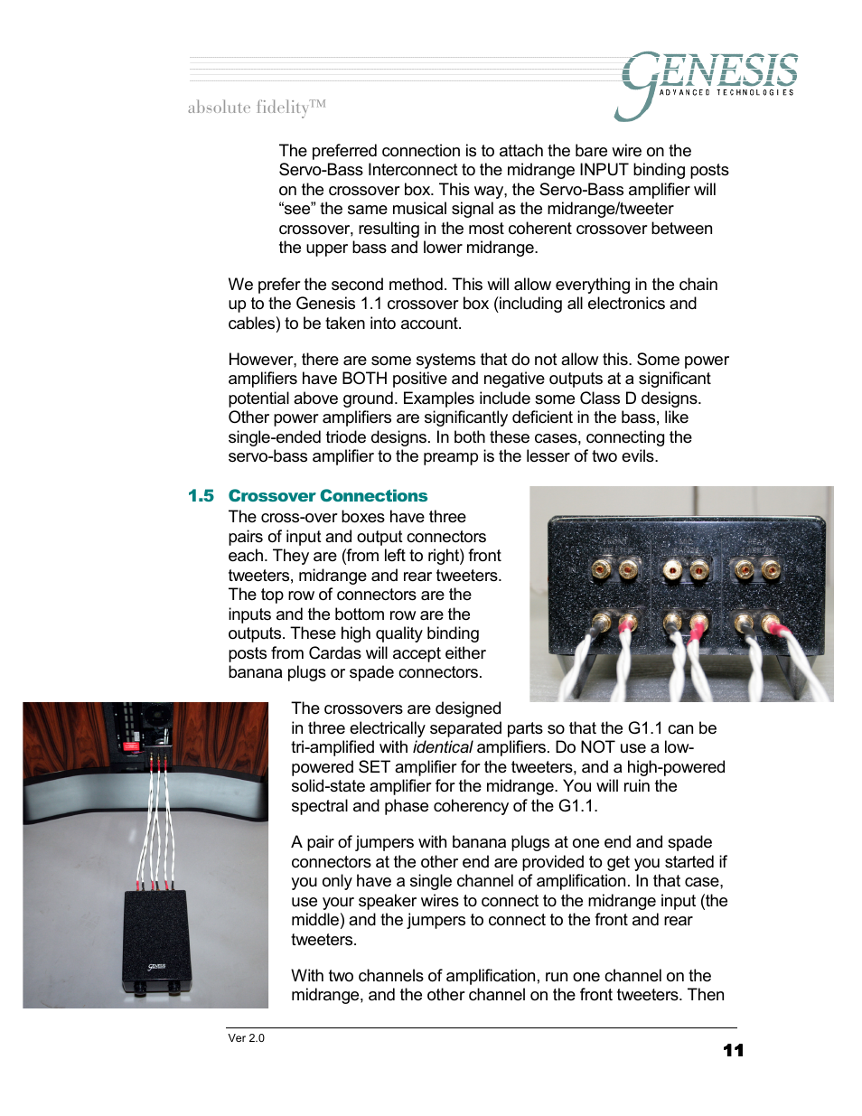 Crossover connections, Rossover, Onnections | Genesis Advanced Technologies 1.1 User Manual | Page 11 / 27