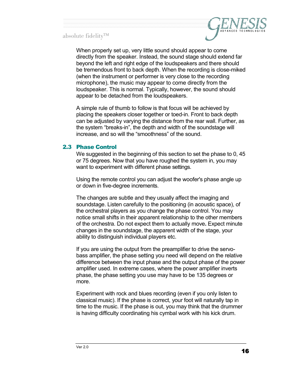 Phase control, Hase, Ontrol | Genesis Advanced Technologies 1.1 User Manual | Page 16 / 27