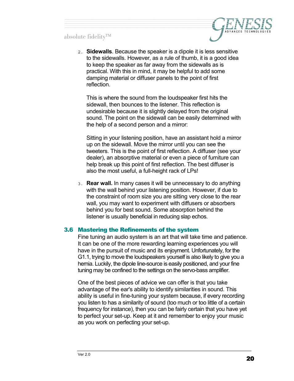 Mastering the refinements of the system, Astering the, Efinements of the system | Длздмнй=сбзйдбну | Genesis Advanced Technologies 1.1 User Manual | Page 20 / 27