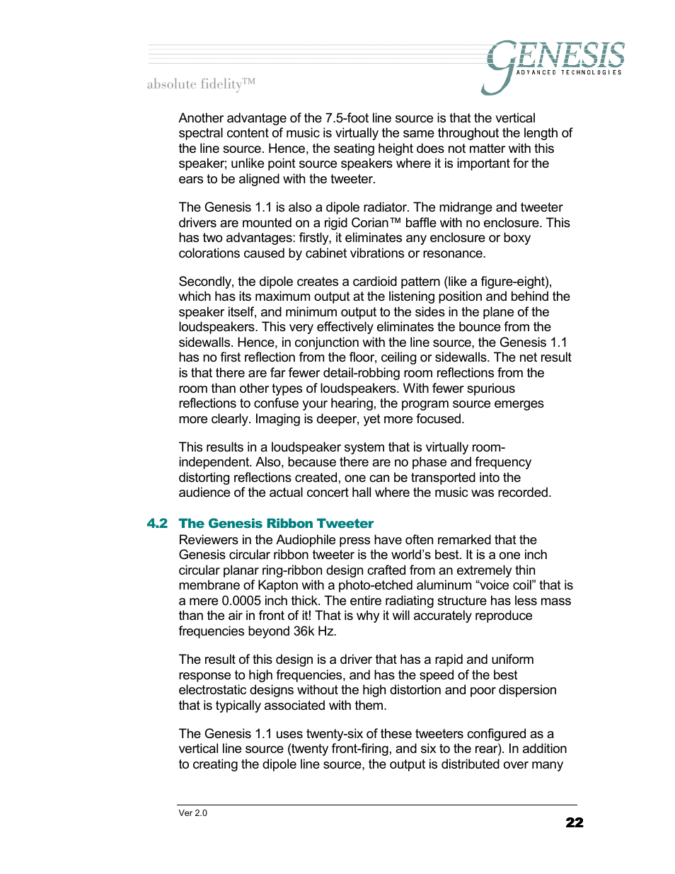 The genesis ribbon tweeter, Enesis, Ibbon | Weeter | Genesis Advanced Technologies 1.1 User Manual | Page 22 / 27