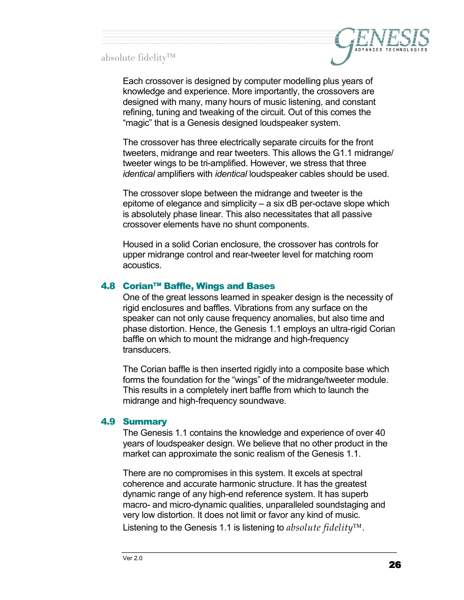 Corian™ baffle, wings and bases, Summary, Orian | Affle, Ings and, Ases, Ummary | Genesis Advanced Technologies 1.1 User Manual | Page 26 / 27
