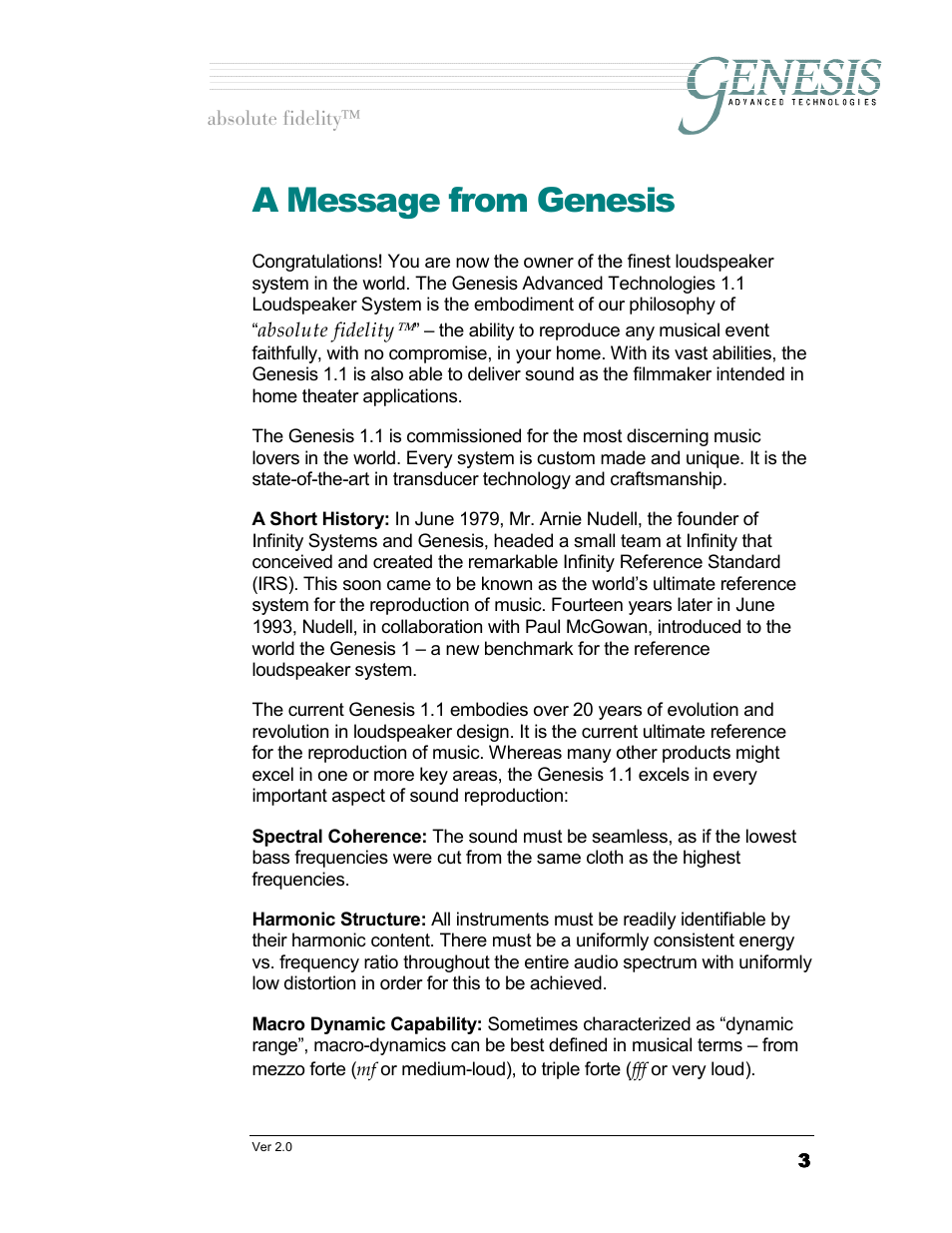 A message from genesis | Genesis Advanced Technologies 1.1 User Manual | Page 3 / 27