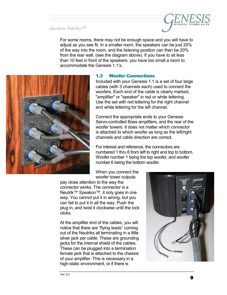 Woofer connections, Oofer, Onnections | Genesis Advanced Technologies 1.1 User Manual | Page 9 / 27