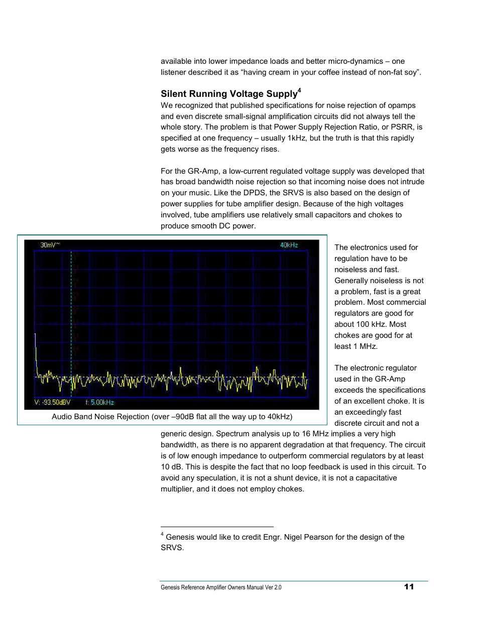 Silent running voltage supply | Genesis Advanced Technologies Genesis Reference-Series Amplifier None User Manual | Page 12 / 15