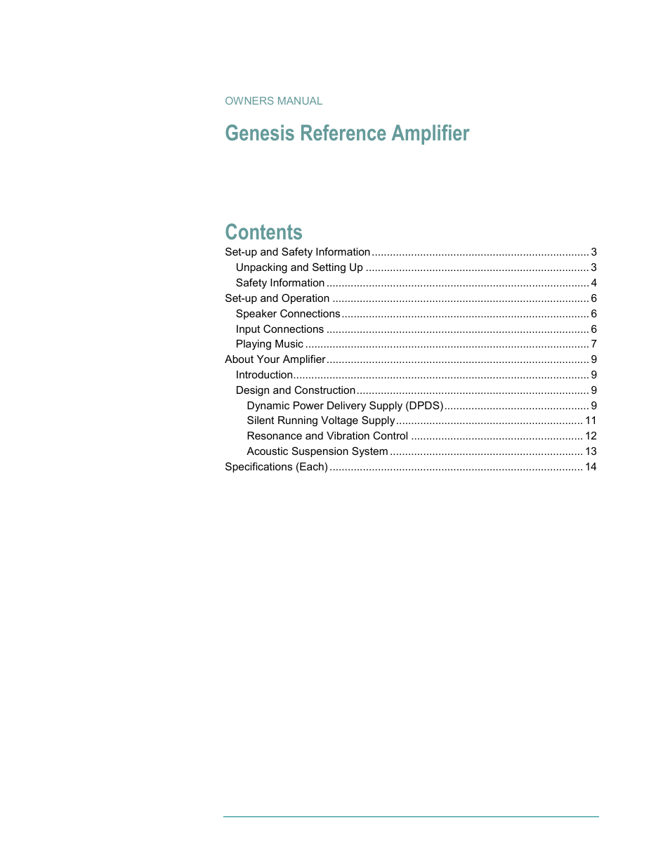 Genesis Advanced Technologies Genesis Reference-Series Amplifier None User Manual | Page 2 / 15