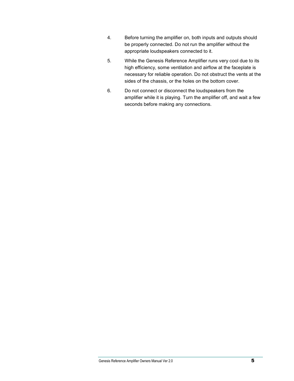 Genesis Advanced Technologies Genesis Reference-Series Amplifier None User Manual | Page 6 / 15