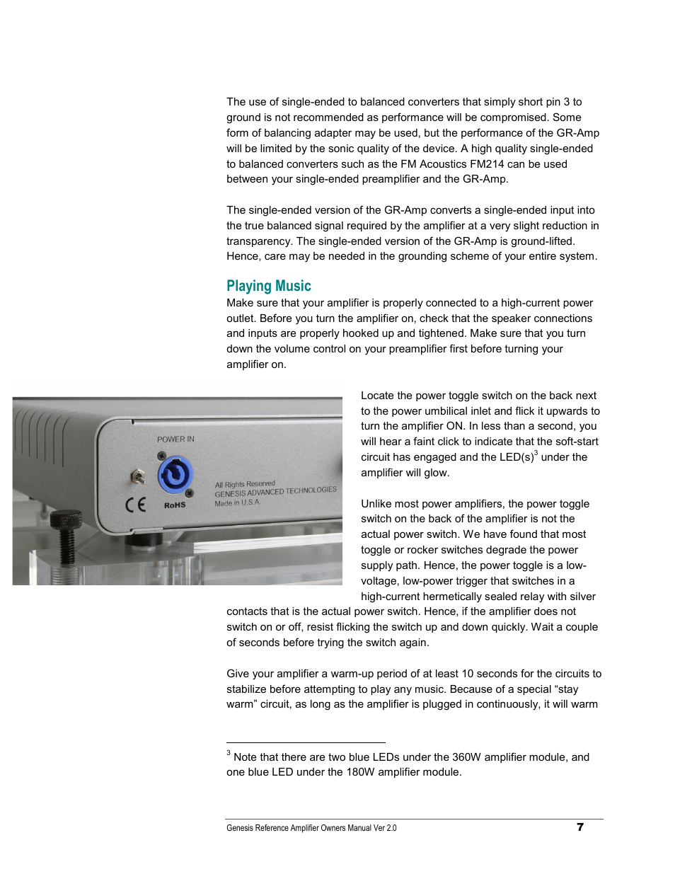 Playing music | Genesis Advanced Technologies Genesis Reference-Series Amplifier None User Manual | Page 8 / 15