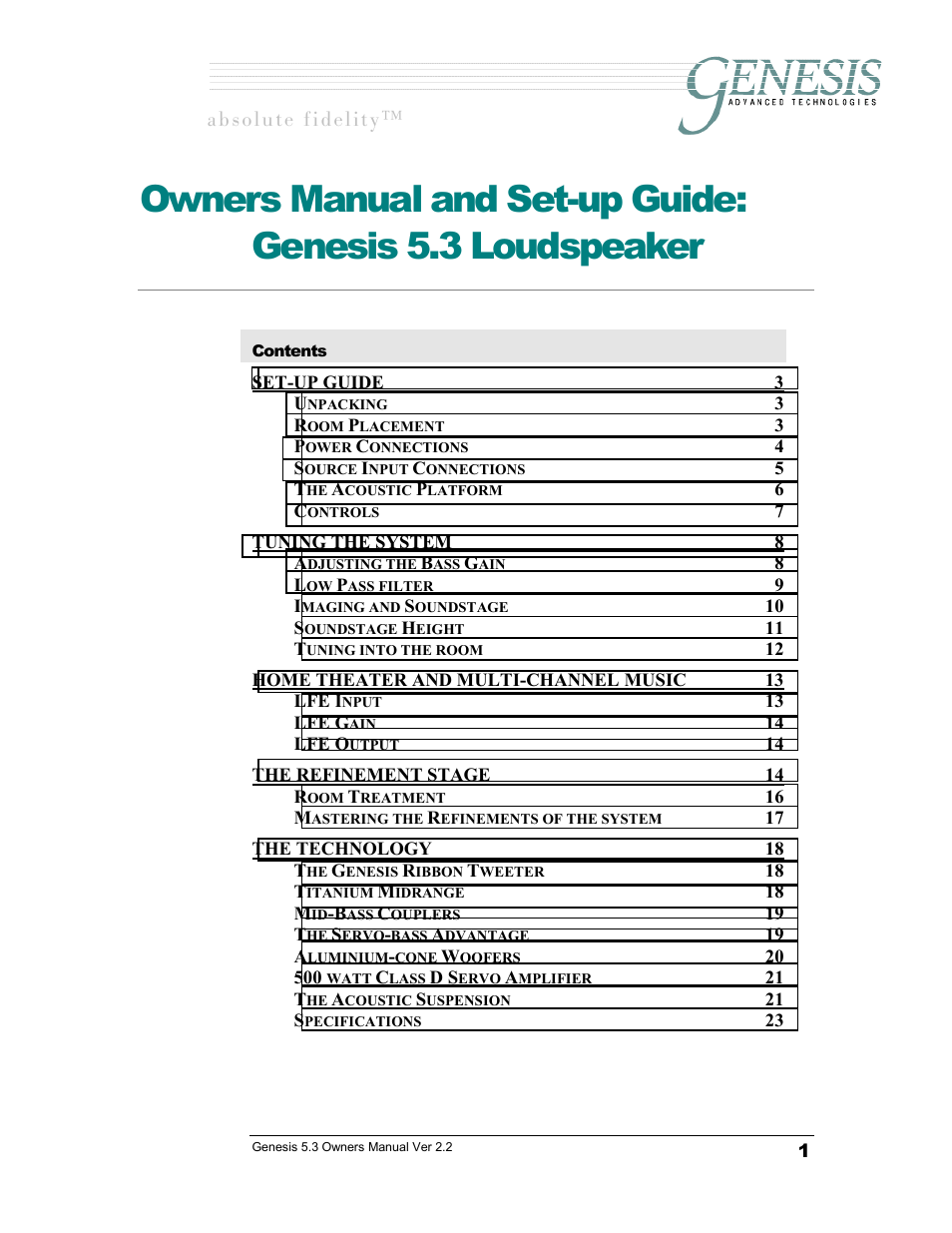 Длздмнй=сбзйдбну | Genesis Advanced Technologies GENESIS 5.3 User Manual | Page 2 / 24